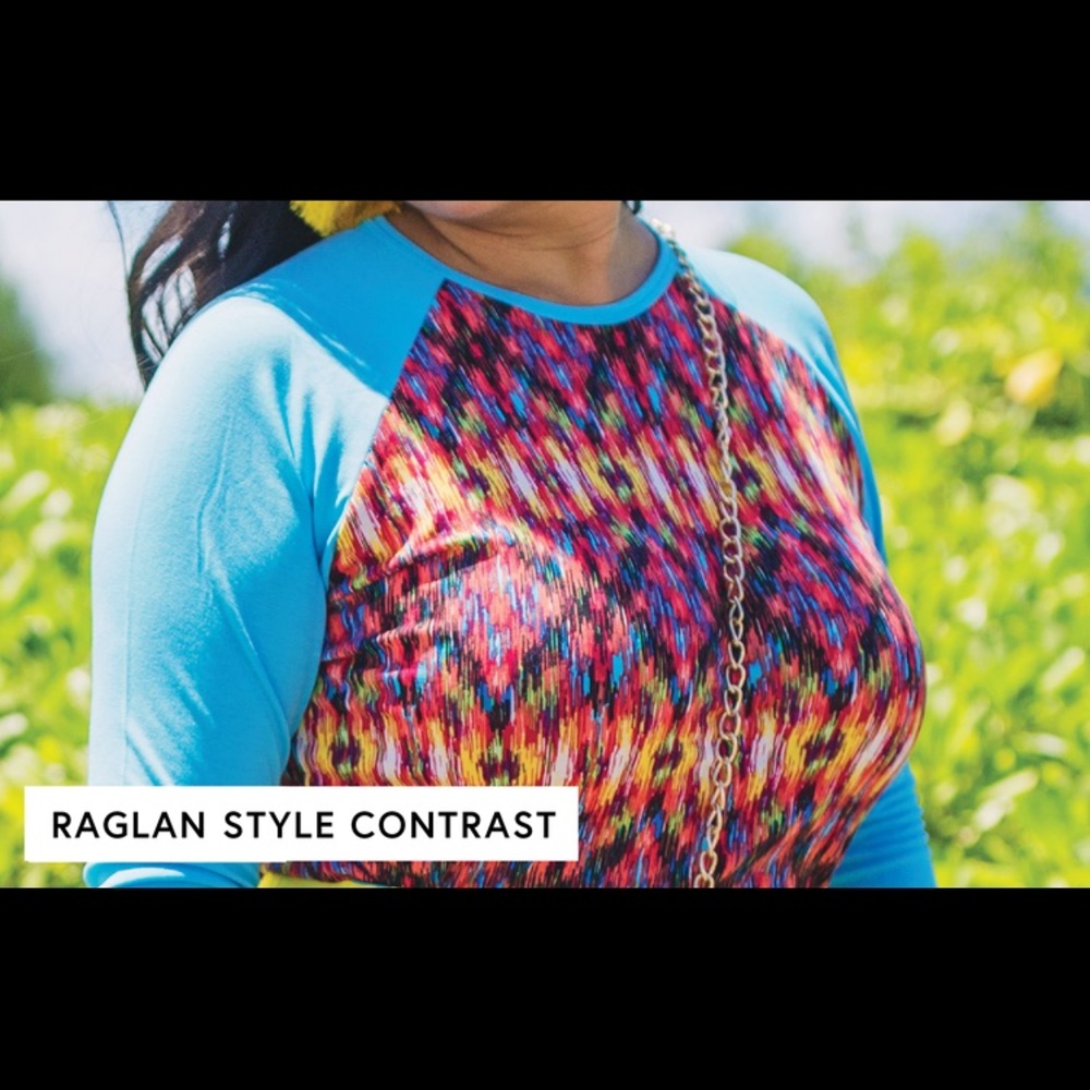 Lularoe Randy Tee Baseball Raglan Top - Picture 4 of 5